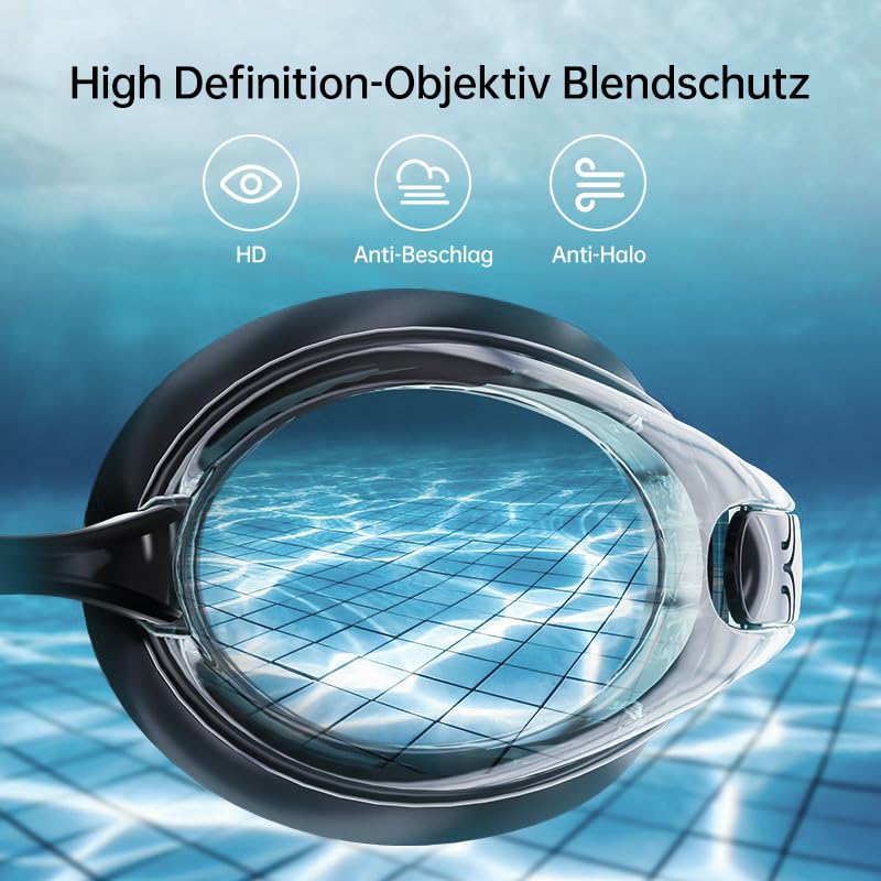 Swimming Goggles Anti-Fog – UV Protection HD Lens with Adjustable Straps & Interchangeable Nose Pieces, White