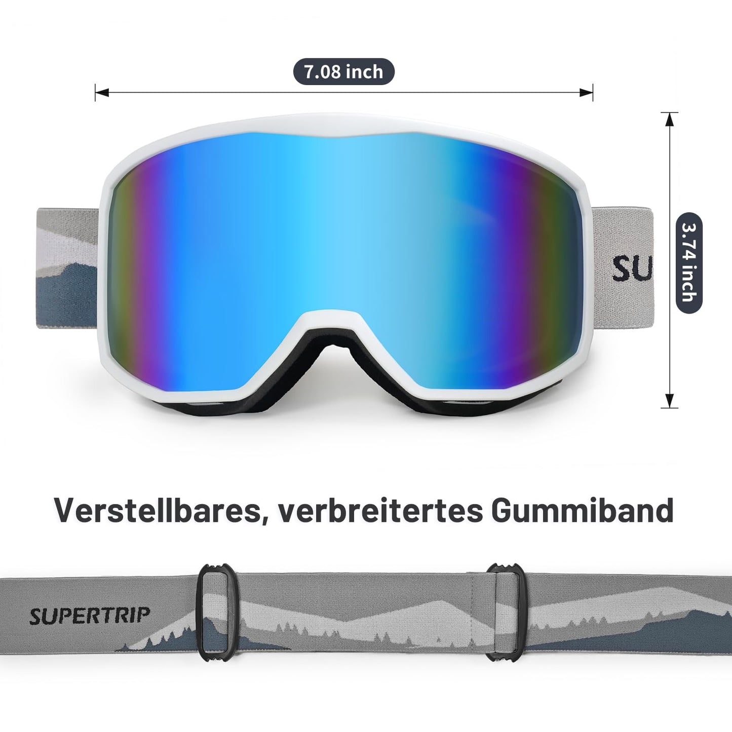 Unisex Skibrille – Zylindrisch, Anti-Fog, UV400, Helmkompatibel