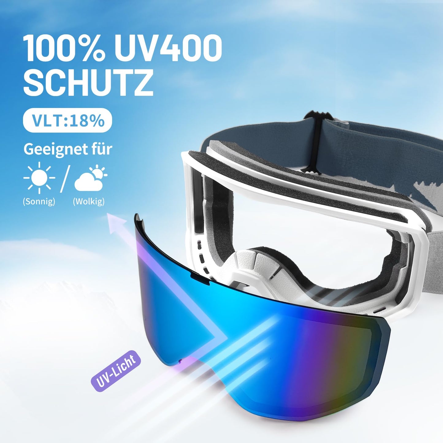 Unisex Skibrille – Zylindrisch, Anti-Fog, UV400, Helmkompatibel
