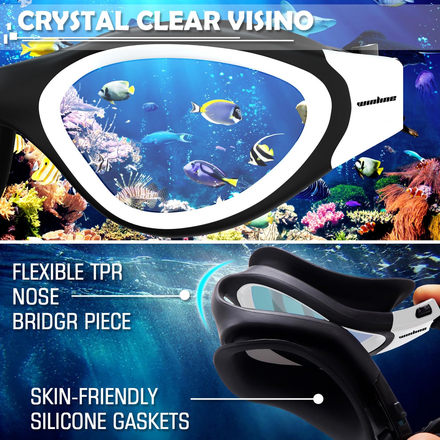 Polarized/Non-Polarized Swim Goggles – Waterproof Anti-Fog UV Protection, Adjustable Fit for Adults & Teens