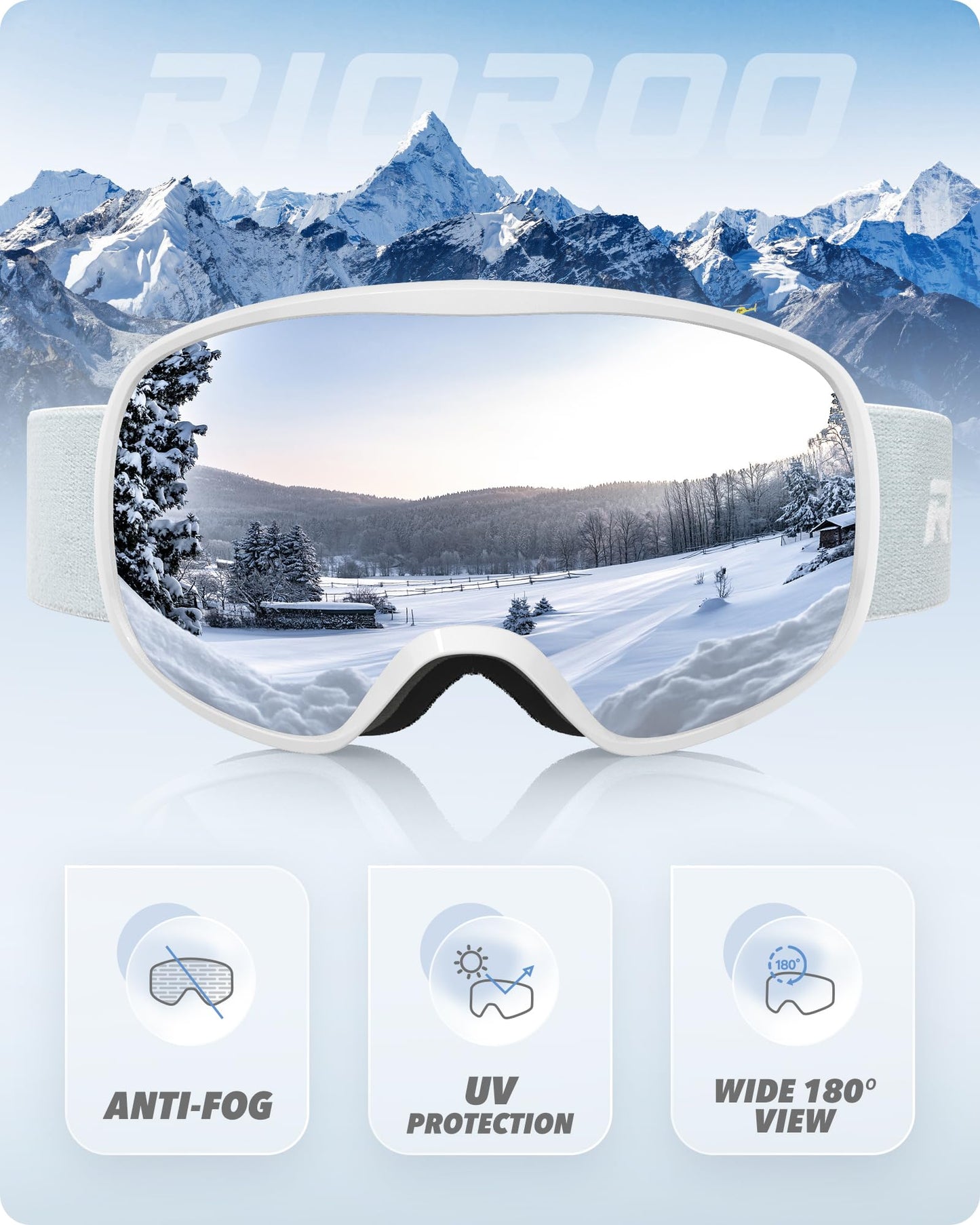 Doppel-Objektiv Skibrille – UV-Schutz 105%, Anti-Fog, Helmkompatibel