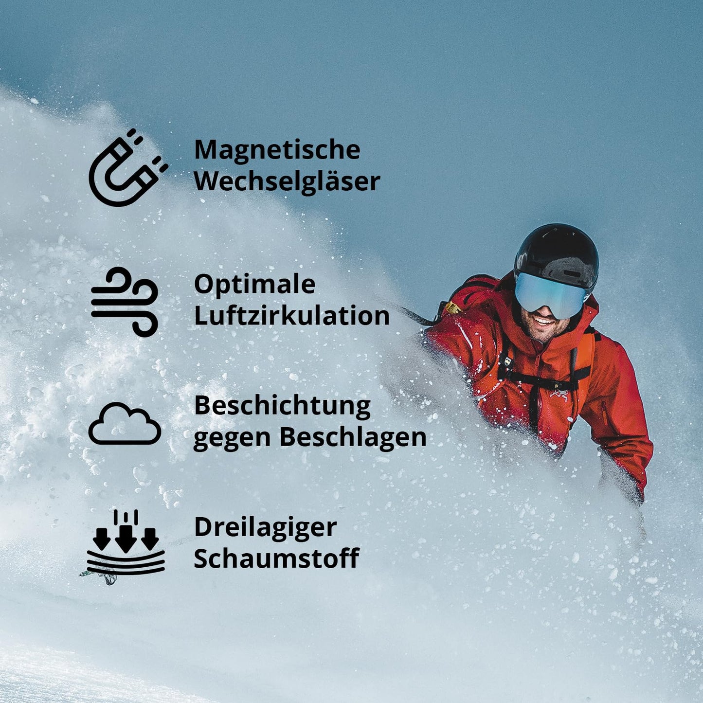 Ski- & Snowboardbrille mit Wechselgläsern – Männer & Frauen, OTG